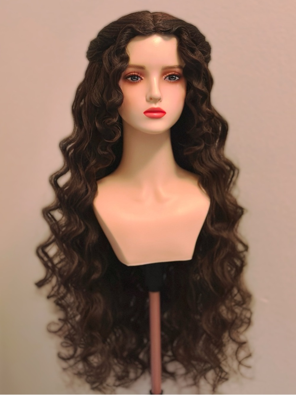 Dark Brown Maiden Inspired Hardfront Wig